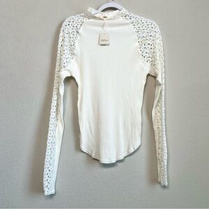 White Lace Sleeve Top